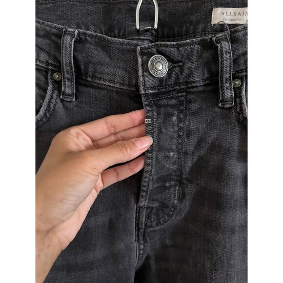 ALLSAINTS Jeans Mens 32W Cigarette Damaged Skinny Fit Light Wash Black - Picture 5 of 9